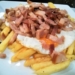 papas fritas con panceta o tocino