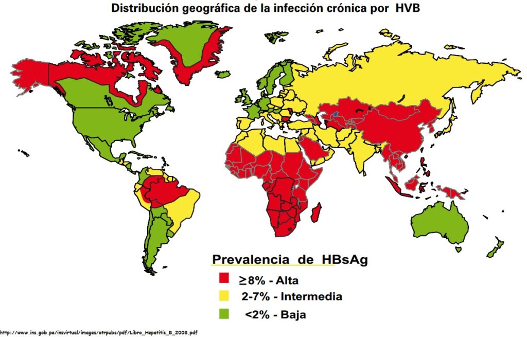 Prevalencia hepatitis B en el mundo